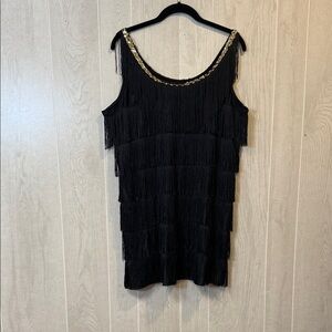 Black Fringe Dress, 1920s Style Flapper Dress